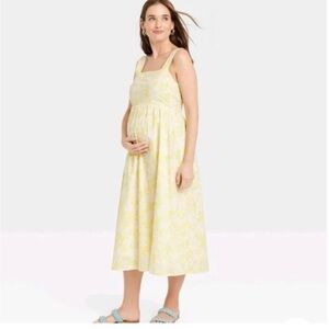 The Nines by HATCH Yellow Floral Midi Adjustable Tank Dress Size XL NEW